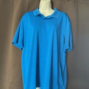 Tex Gear Solid Blue Short Sleeve Polo Shirt, Size Large - Casual Performance Top